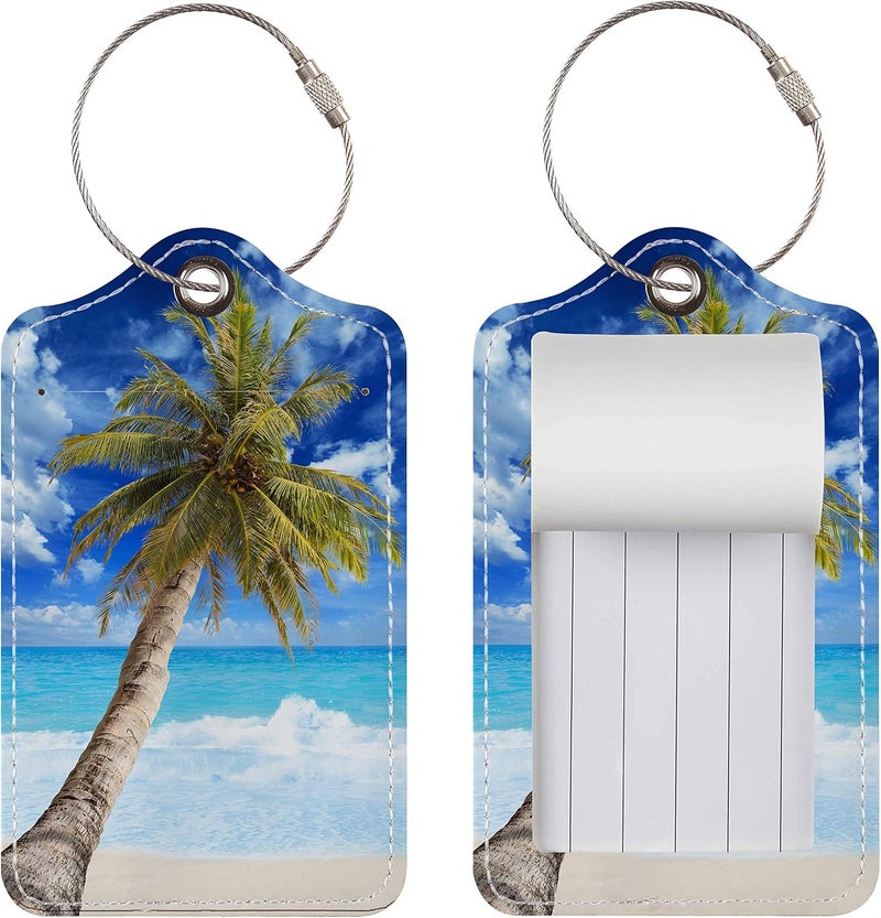 Chelmon Luggage Tags for Suitcases, 2 Pack Cute PU Leather Suitcase Tag Identifiers TSA Approved with Stainless Steel Loop and Address Card for Baggage Tag for Cruise Airport Travel Essentials by - Image 2